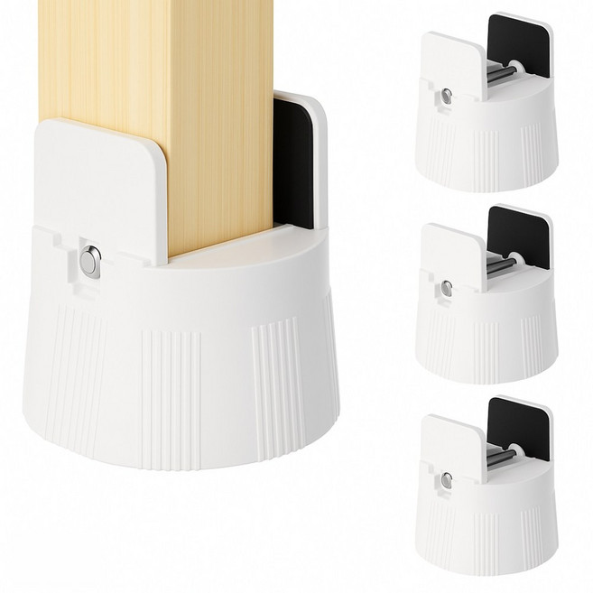 [너비 조절 가능] 곽씨네슈퍼 가구 높이조절발 고정형 일자, 4개, 화이트 5.2cm