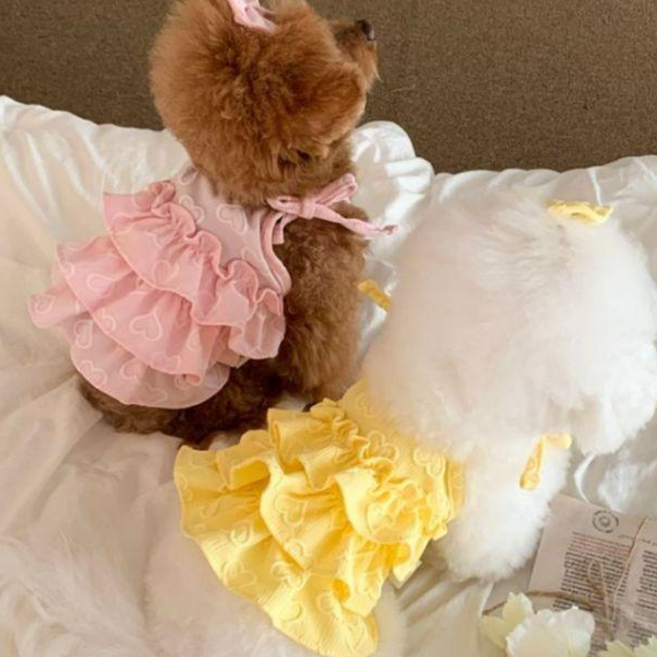 애견 민소매 캉캉 스커트 러블리 원피스, 핑크, 1개