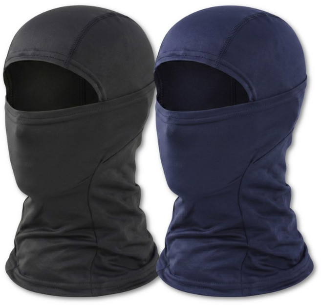 [1+1] 푸뚜로 자외선차단 여름 쿨링 오토바이 넥워머 바라클라바, 2개, 블랙+네이비