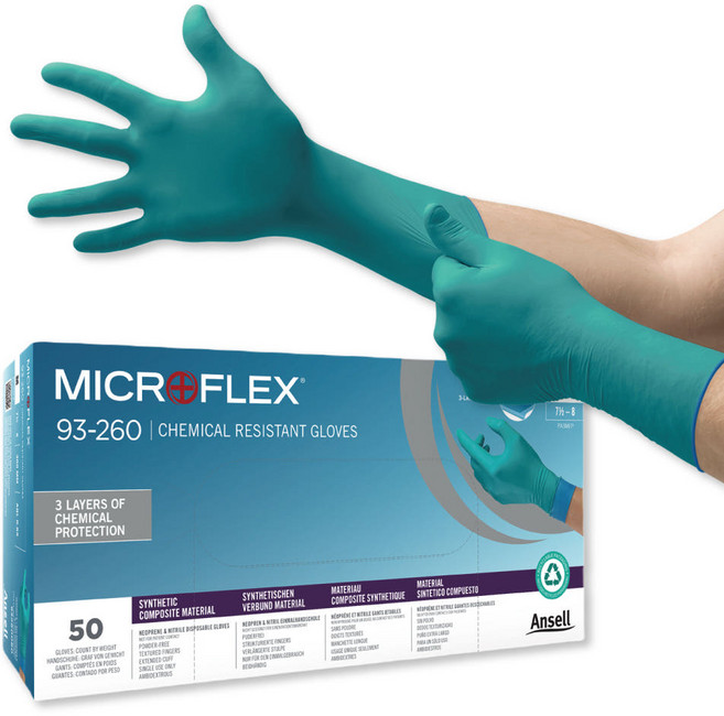 안셀 마이크로플렉스 93-260 니트릴 네오프렌재질 일회용 고무장갑 50매, 1세트, 그린
