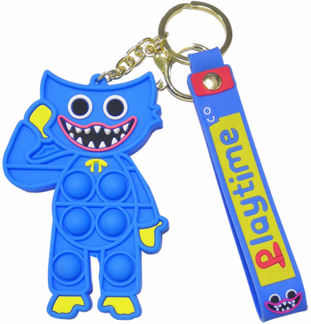 블루 핑크 괴물 굿즈 뽁뽁이 푸쉬팝 팝잇 가방 열쇠고리, 1개, 팝잇 열쇠고리(블루괴물)