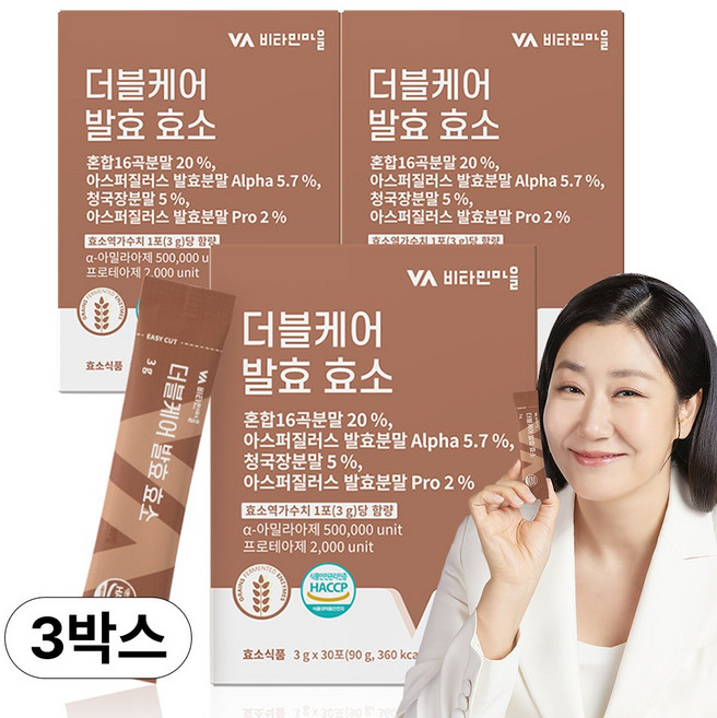 비타민마을 와이즈 더블케어 발효 효소 30p, 90g, 3개