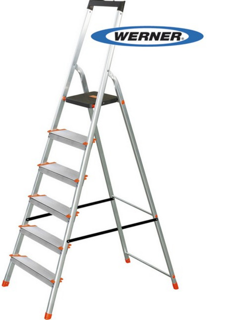 WERNER 美國穩耐安全鋁梯-L236R-2 鋁合金大平台6階家用梯, 1個
