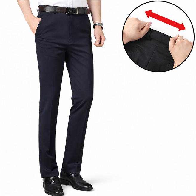 차쿠 남성 정장 바지 고탄력 스판 바지 기지 바지 슬랙스 허리밴딩 직장인바지 중년 빅사이즈 하계 춘계 동계 4계절