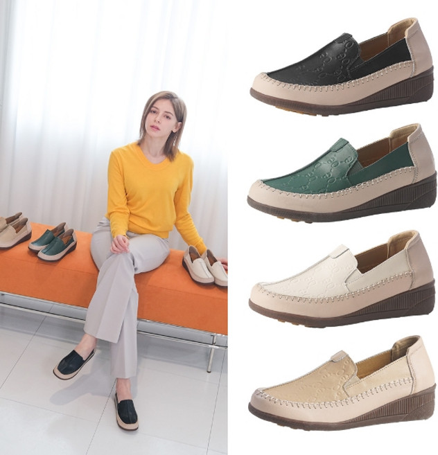 OLLIE 올리 소가죽 키높이 슬립온 6cm(OL-BS01)