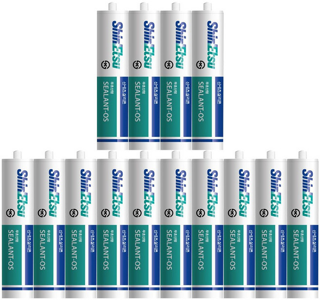 [나우케미칼] 신에츠 무초산 실리콘 창틀 샷시 창호 유리 방수 비초산 회색(노즐셋트 포함), 14개