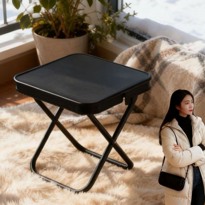 AEGEN 초경량 휴대용 접이식 캠핑 의자, 블랙, 1개