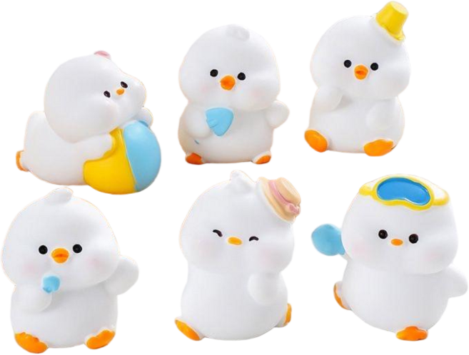 귀여운 캐릭터 오리 피겨 장식 6개 세트, 1세트 6종