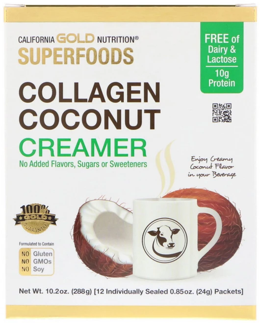 California Gold Nutrition Superfoods 콜라겐 코코넛 크리머 무가당 12개입 각 24g(0.85oz) 1팩, 1개, One Color, 288g - 쿠팡