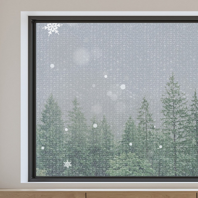 홈트너 물 없이 붙이는 창문에어캡 단열뽁뽁이 점착형 7중 겨울몽 화이트, 1개