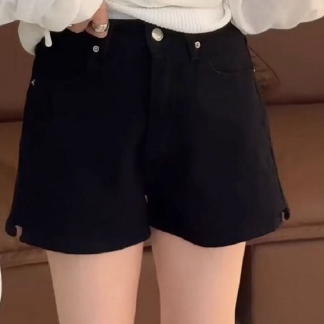 페이준 여성 여름 하이웨스트 스판 트임 데님 반바지 날씬해 보이는 a라인 와이드 팬츠 LN5222