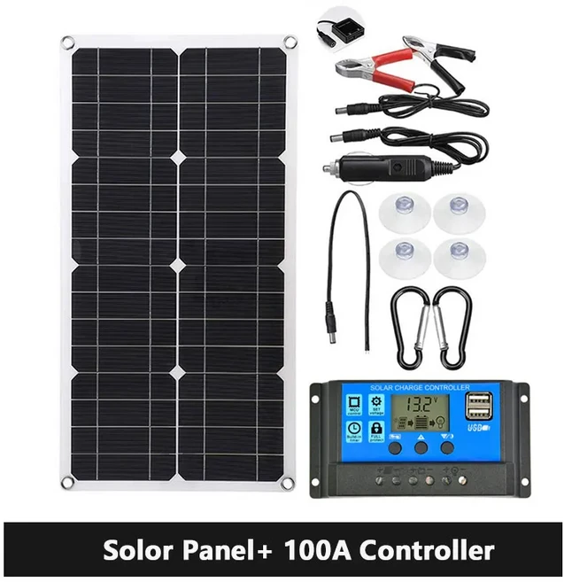 600W 태양 전지 패널 키트 단결정 유연한 태양열 충전기(10A-100 컨트롤러 포함) 방수 태양 전지 모바일 RV, 02 600W 100A Kits