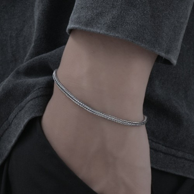 남녀공용 스네이크 체인 뱀줄 팔찌 1.5mm