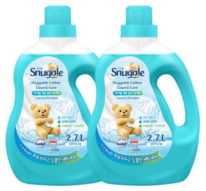 스너글 딥클린 액체세제 허거블코튼 클린앤케어 본품, 2.7L
