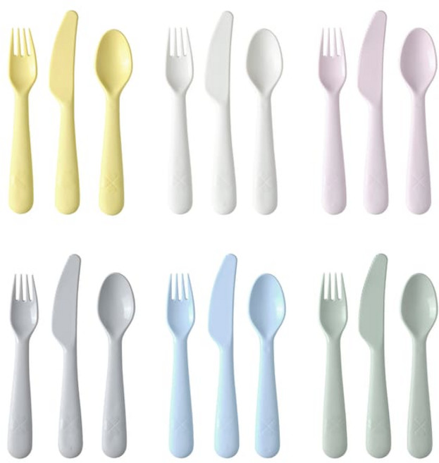 이케아 식기도구 18P 포크 나이프 스푼 커트러리 유아 어린이 플라스틱 식기 캠핑 요거트 간식 디저트, 1개