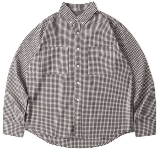 老皮衣櫥 日系寬鬆格紋襯衫 男 秋冬長袖 格子外搭 工裝風格 慵懶感 通勤襯衣 奶咖格紋