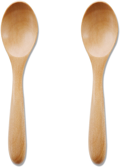 리숲 나무 미니스푼 우드 요거트 아이스크림 꿀 커피 스푼 소, 2개, 너도밤나무