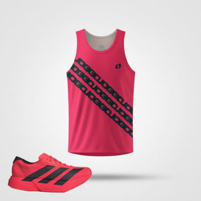 JOGGO 아디제로라인 레드 싱글렛 초경량 55g 속건 러닝 나시