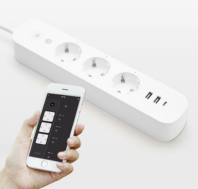 헤이홈 스마트 고용량 멀티탭 가드 3구 콘센트 IoT 원격제어 고속충전, 1개, 화이트, 1.5m