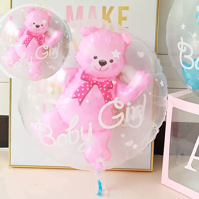파파 파티 베이비샤워 풍선세트 젠더리빌, 핑크곰돌이단품, 2세트