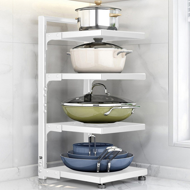 스텔라룸 높이조절 냄비 후라이팬 정리대 거치대, 화이트, 4단