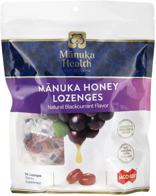 몸관리하세요 겨울입니다 Manuka Health 마누카 꿀 사탕 정제 천연 블랙커런트 MGO 400+ 사탕 정제 58정 특별관리진행, ManukaHealth마누카꿀사탕정제천연블랙커런트MGO, 1개 - 쿠팡