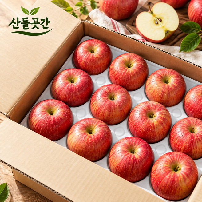 [산들곳간] 산지직송 고당도 제철 햇 부사사과 정품 (중과), 1박스, 10kg