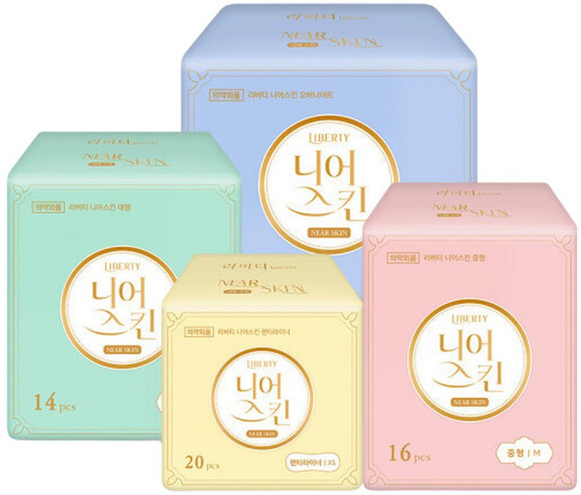 리버티 에어홀 니어스킨 생리대 오버나이트, 4개, 10개입