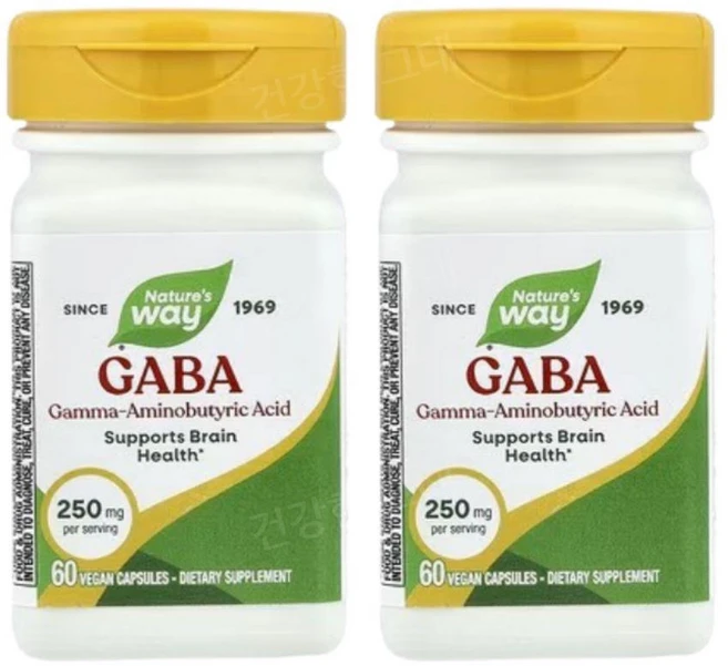 네이처스웨이 가바 GABA 250mg 60캡슐 2개 감마 아미노뷰티릭산, 60정 - 쿠팡