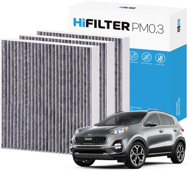 2+1 하이필터 PM 0.3 활성탄 자동차 에어컨 필터 기아, 3개, 스포티지 더 볼드 (4세대/QL PE) HI-J110