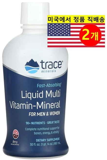Trace Minerals 남녀 공용 멀티비타민-미네랄 베리 맛 리퀴드 Liquid Multi Vitamin-Mineral, 2개, 887ml - 쿠팡