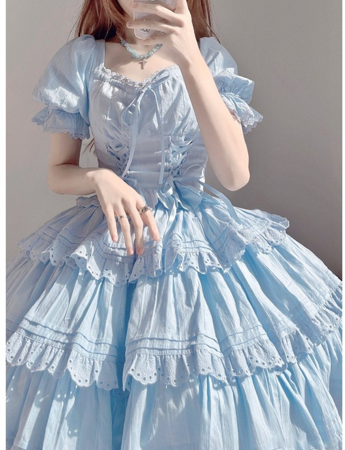 공주풍 로리타 롤리타 일본 한국 드레스 원피스 옷레이스 귀여운 데일리 여자 학생 코스프레 코스튬 빅사이즈 졸업사진 lolita