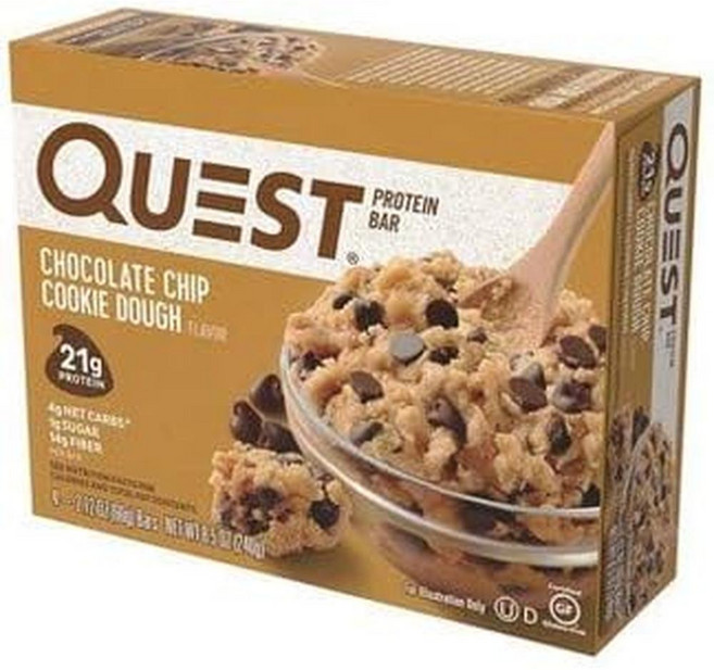 퀘스트 프로틴 바 초콜릿 칩 쿠키 도우 4개입 세트, 1개, 1g