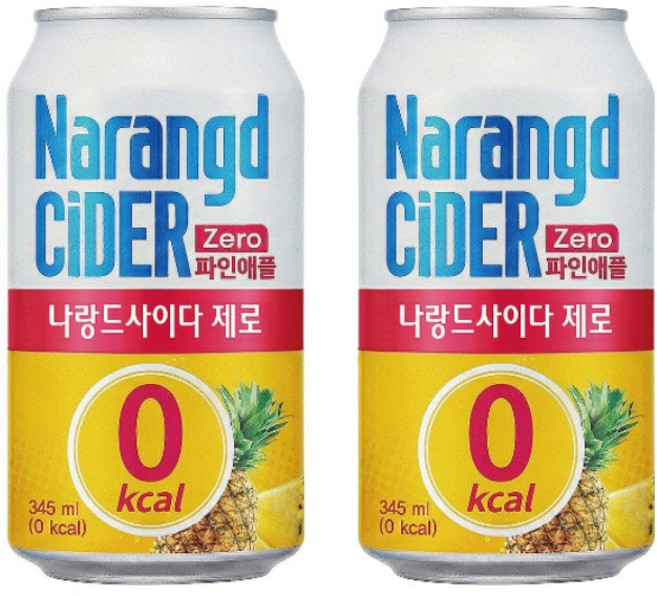 나랑드사이다 제로 파인애플 제로 탄산음료 사이다 345ml x 48개입, 48개