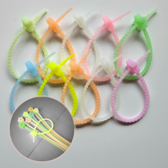 CASHMAL 실리콘 케이블타이, 랜덤발송, 야광별x7개 21.5ccm