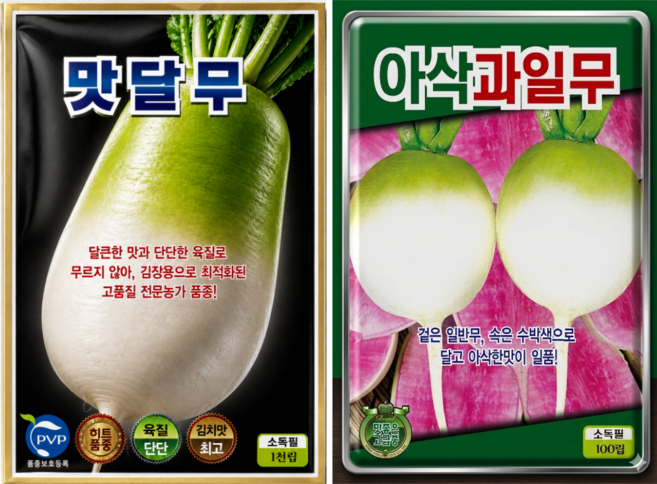 맛달무 과일무 가을 씨앗 김장 채소 수박무 무 무우 씨, 2개