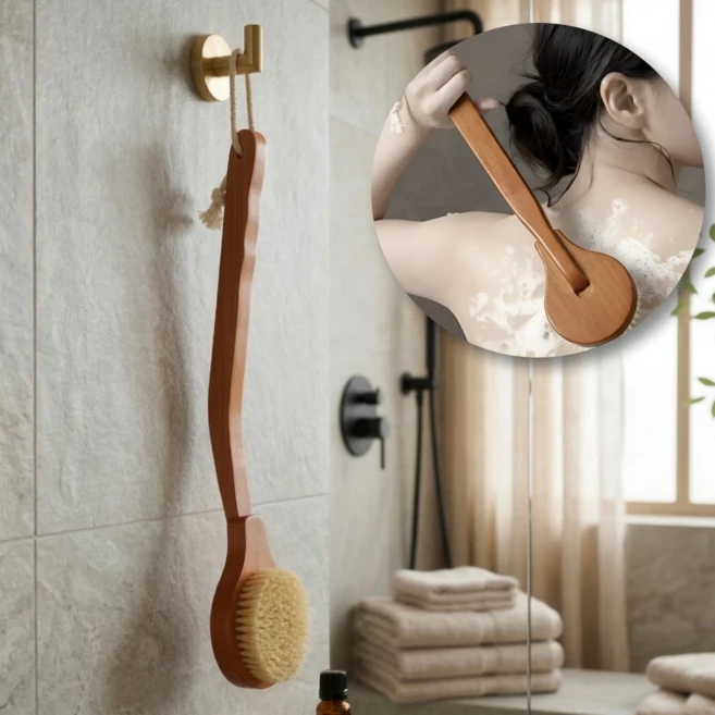 우디밸리 프리미엄 커브형 돈모 바디 브러쉬, 월넛 우드(부드러운모), 1개, 1개입 - 쿠팡