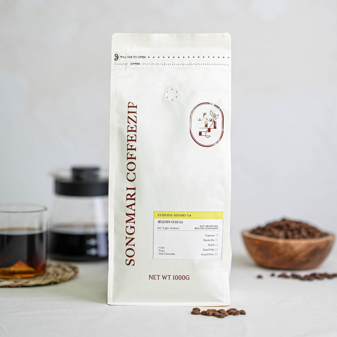 [당일로스팅]송마리커피집 산미있는 에티오피아 시다모 G4 원두커피, 1개, 1kg, 홀빈(분쇄안함)