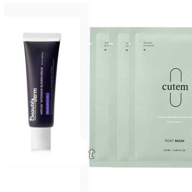 보떼덤 바이펙신 인텐시브 블레미쉬 밤 (지성) 50ml 지성+큐템마스크 3매 비비 기능성비비 자외선차단, 1개, 피부색톤업