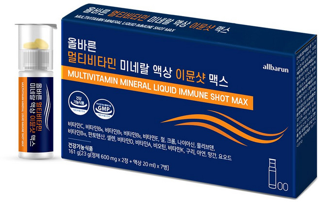 [본사정품]올바른 올인원 종합 멀티비타민 미네랄 액상 이뮨샷 맥스 원샷 7개입, 1박스, 7회분