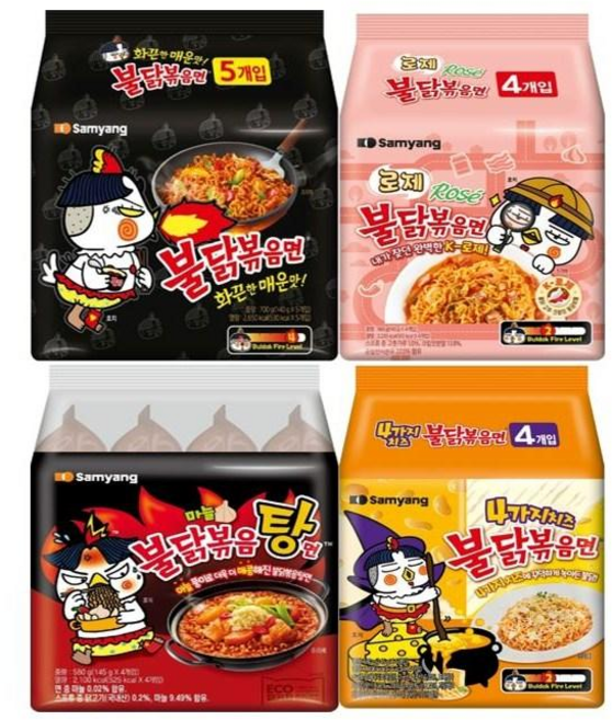삼양 불닭볶음 4종 불닭볶음면+로제+불닭볶음탕면+4가지치즈, 1세트