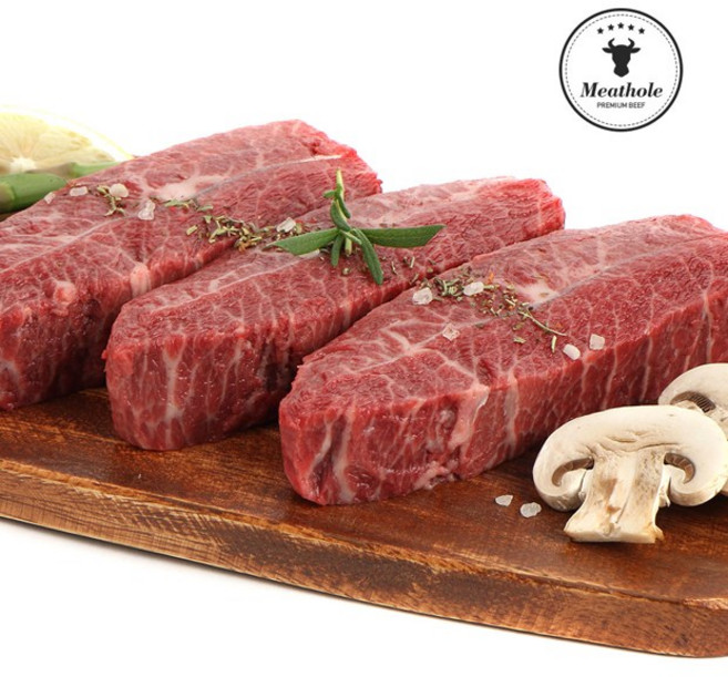 미트홀 부채살 스테이크 1kg (200g X 5팩) 개별소포장, 200g (부채살 스테이크용 2~3cm), 5개