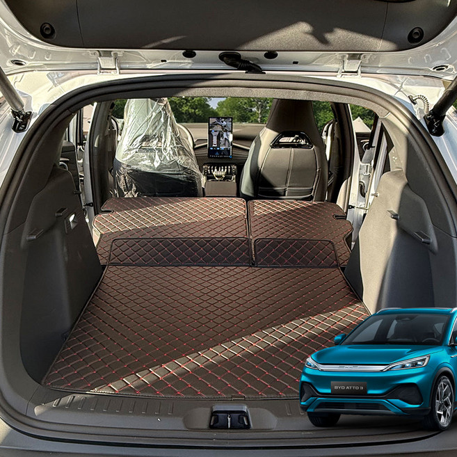 BYD 아토3 트렁크매트 차박 커버 튜닝용품 ATTO3 전기, 트렁크 바닥매트 (등받이X), 블랙+옐로우, 아토3 (2025년형)
