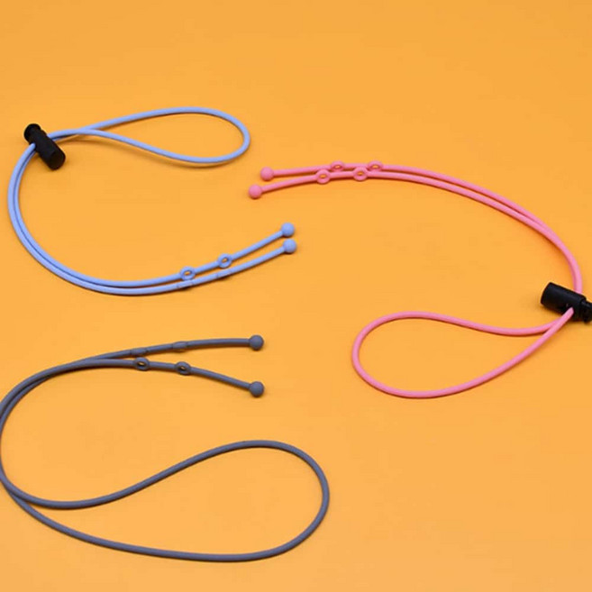 실리콘 마스크줄 끈조절 스트랩 귀아플때 걸이끈, 1실리콘스트랩-화이트, 1개, 화이트,블랙,그레이, 핑크, 블루