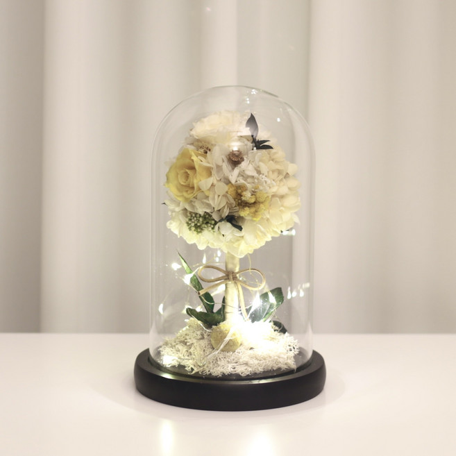 로즈데이선물 프리저브드 임신축하 장미유리돔 시들지않는 꽃, 1. 필요해요(배송메시지에 기재해주세요), 다크레드