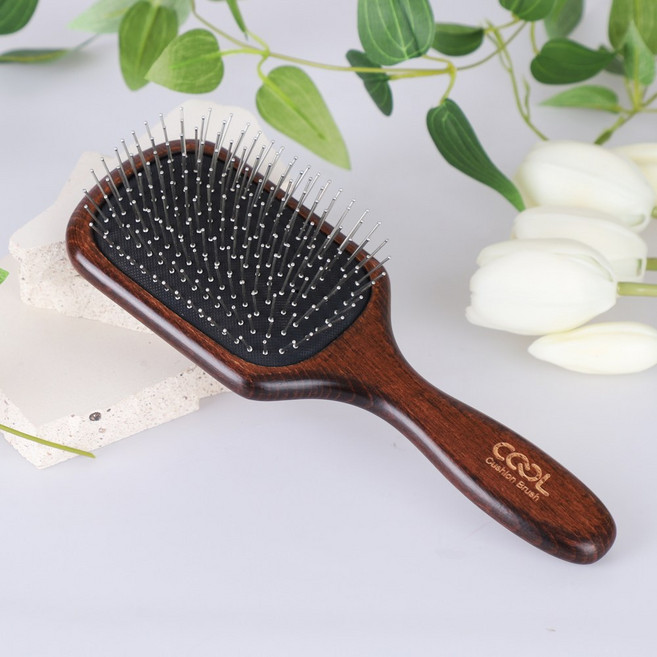 카미 쿨쿠션 원목 브러쉬 / 헤어 두피마사지, 1개, 우드