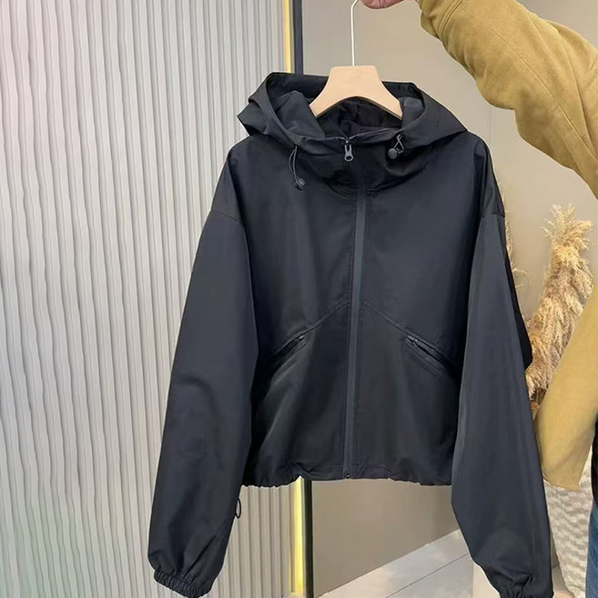 SELEAD 여성봄점퍼 방풍 후드재킷 윈드브레이커 여성후드집업 경량 소재 심플한 지퍼 디자인 빅 사이즈~5XL