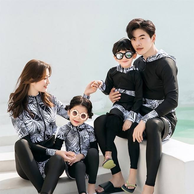 커플 가족 래쉬가드세트 자외선차단 후드집업 워터레깅스 남녀 아동 주니어 프리미엄 비치웨어, L, 여성