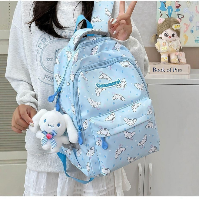산리오 캐릭터 대용량 백팩 캐주얼 책가방 소풍 배낭 가방 인형 키링 증정