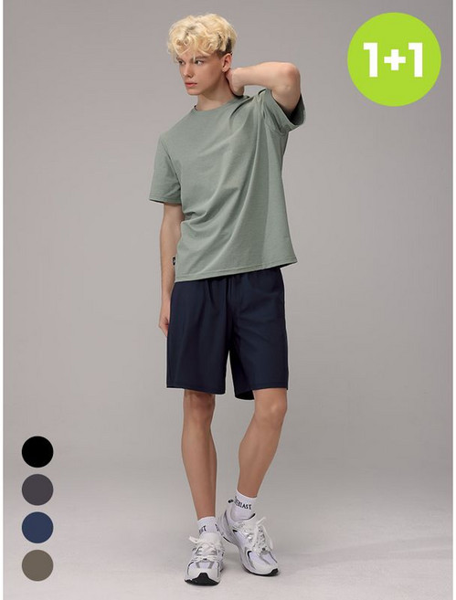 에버라스트 남자 여름 5부 반바지 스트라이프 팬츠